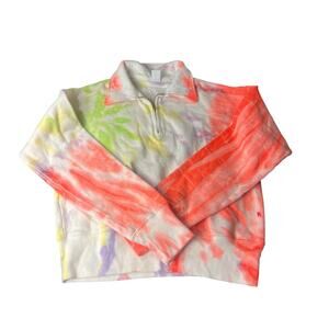 RE/DONE Hanes 70s Neon Space Dye Tie Dye Half Zip Size Small